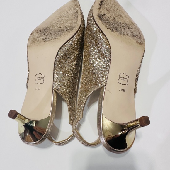 Lilly Pulitzer Gold Glitter Kitten Heels – Size 7.5B (Worn Once!) - Picture 3 of 4
